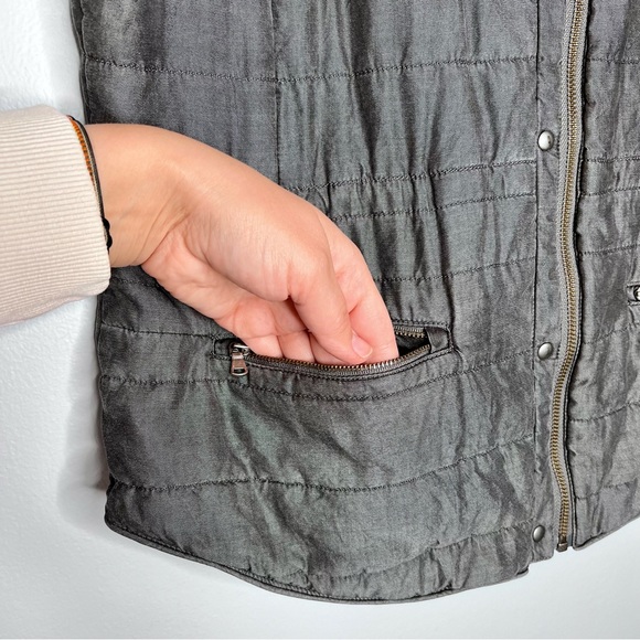 NIC+ZOE Womens Lyocell Metallic Silver Vest Lightweight Gray Cinched Waist Large - Picture 7 of 16